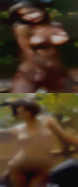 Naked man wmomen in wilderness.